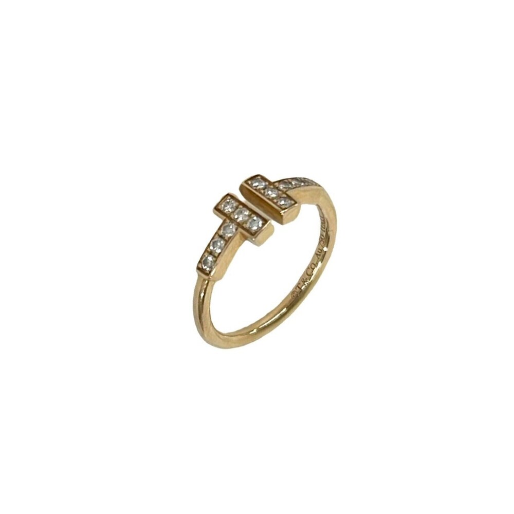 TIFFANY&Co. Tiffany T Wire Ring 18K 750PG Diamond Pink Gold Accessory 153-5